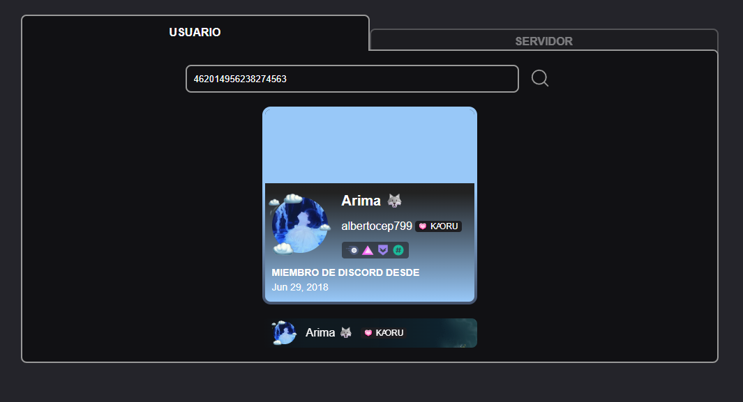 Información perfiles/servidores