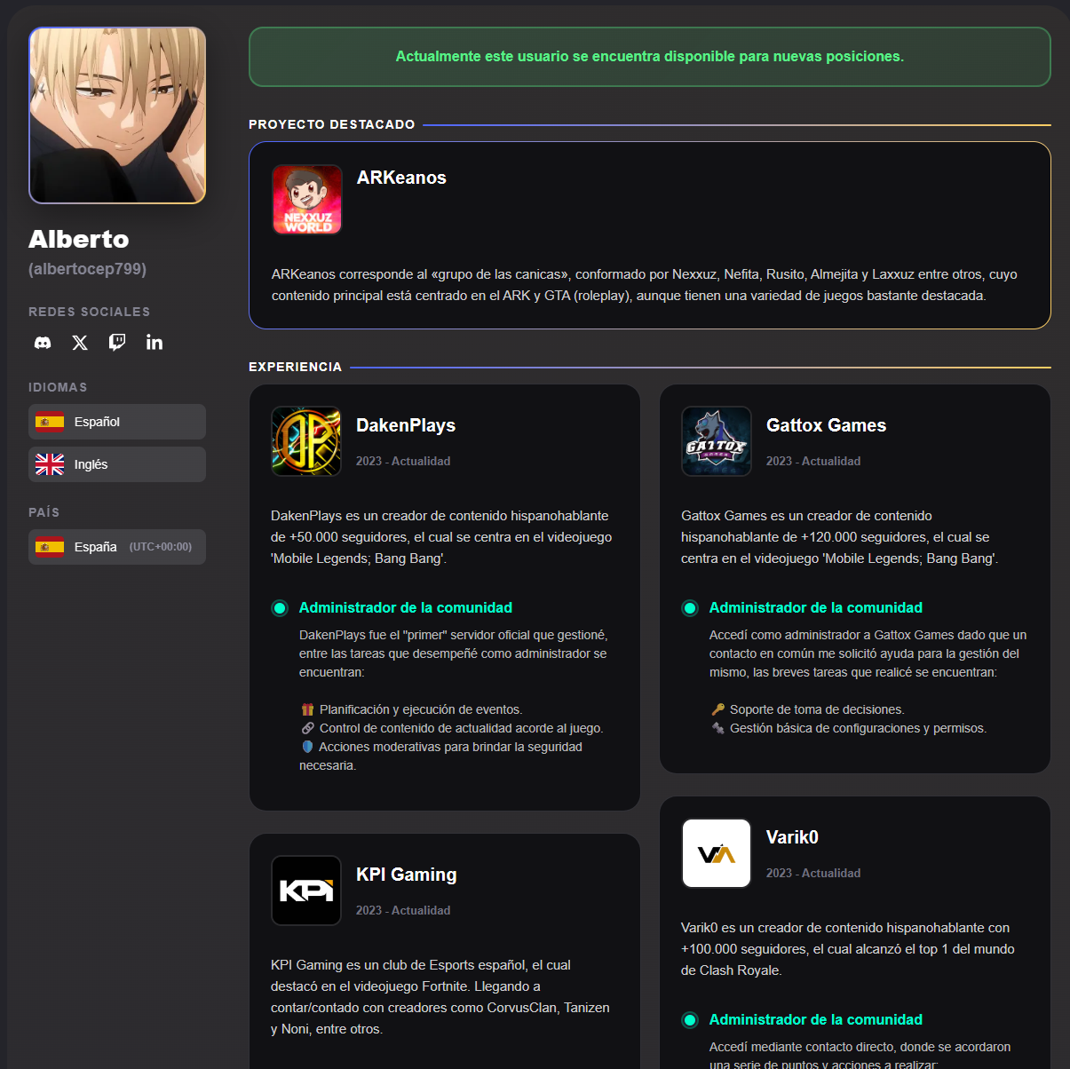 Perfil de CV